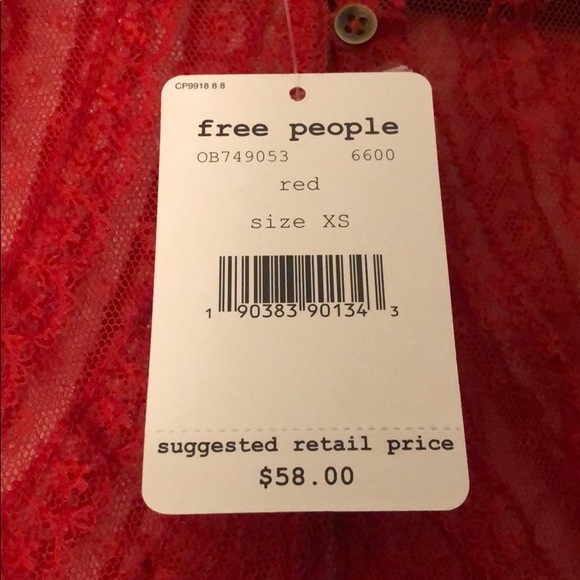 Free People Red Lace Crop Top - NWT - Picture 5 of 5